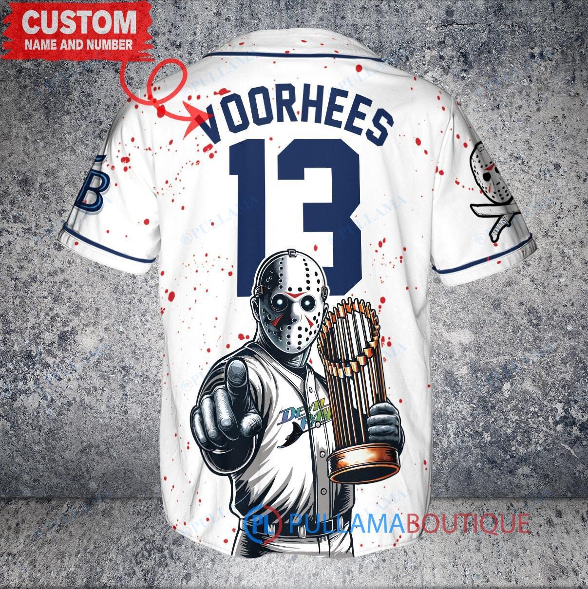 Baltimore Orioles x Friday the 13th Jason Voorhees Halloween with World Series Trophy Custom Baseball Jersey Orange