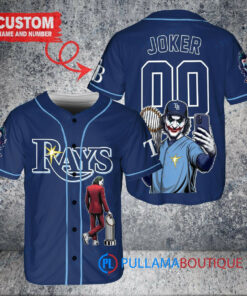 Tampa Bay Rays x Joker DC Comics with Trophy Custom Baseball Jersey Navy