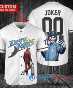 Tampa Bay Rays x Joker DC Comics with Trophy Custom Baseball Jersey White Home Replica