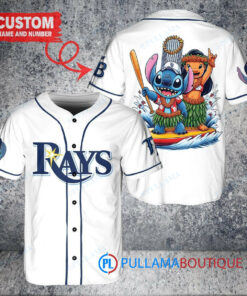 Tampa Bay Rays x Lilo & Stitch with Trophy Baseball Jersey White Alternate Replica