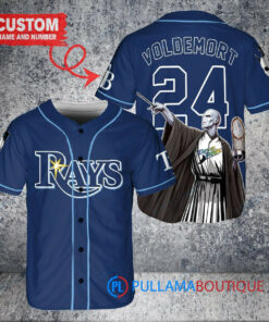 Tampa Bay Rays x Lord Voldemort Harry Potter with Trophy Custom Baseball Jersey Navy