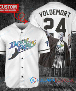 Tampa Bay Rays x Lord Voldemort Harry Potter with Trophy Custom Baseball Jersey White Home Replica