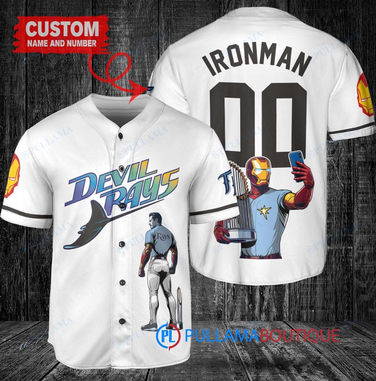 Milwaukee Brewers x Marvel Iron Man Tony Stark with Trophy Custom Baseball Jersey Cream