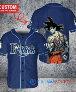 Tampa Bay Rays x Son Goku Kakarot Super Saiyan Dragon Ball Z with Trophy Baseball Jersey Navy