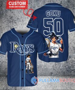 Tampa Bay Rays x Son Goku Kakarot Super Saiyan Dragon Ball Z with Trophy Baseball Jersey Navy V2