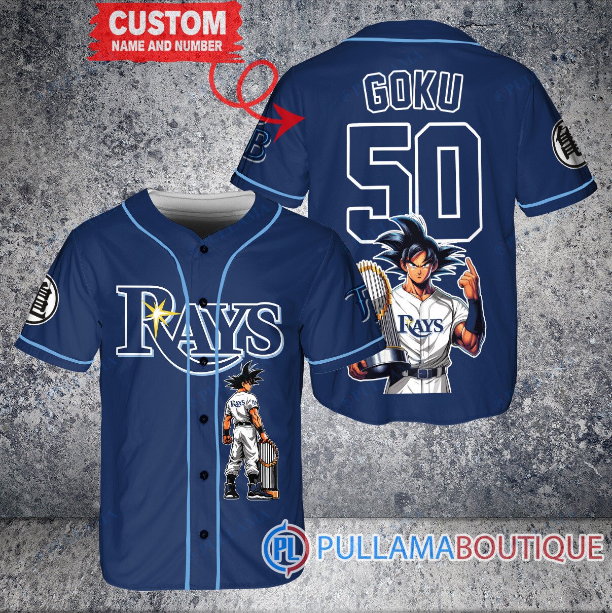 Tampa Bay Rays x Son Goku Kakarot Super Saiyan Dragon Ball Z with Trophy Baseball Jersey White Home Replica V2