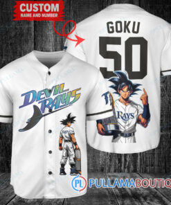 Tampa Bay Rays x Son Goku Kakarot Super Saiyan Dragon Ball Z with Trophy Baseball Jersey White Alternate Replica V2