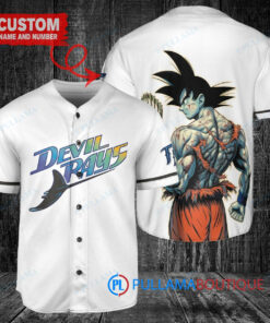 Tampa Bay Rays x Son Goku Kakarot Super Saiyan Dragon Ball Z with Trophy Baseball Jersey White Home Replica