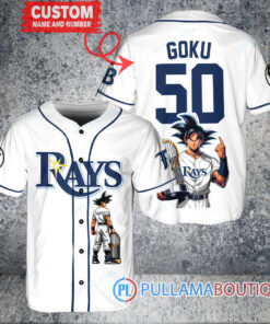 Tampa Bay Rays x Son Goku Kakarot Super Saiyan Dragon Ball Z with Trophy Baseball Jersey White Home Replica V2