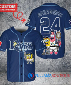 Tampa Bay Rays x SpongeBob SquarePants with Trophy Custom Baseball Jersey Navy