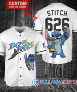 Tampa Bay Rays x Stitch with Trophy Baseball Jersey White Alternate Replica