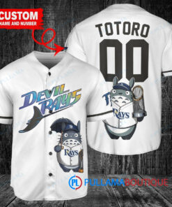 Tampa Bay Rays x Totoro Studio Ghibli with Trophy Custom Baseball Jersey White Alternate Replica