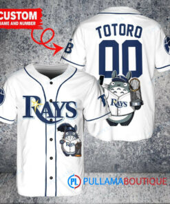 Tampa Bay Rays x Totoro Studio Ghibli with Trophy Custom Baseball Jersey White Home Replica