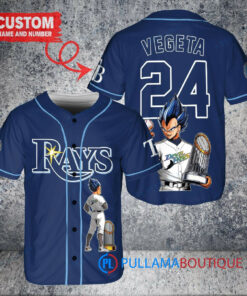 Tampa Bay Rays x Vegeta Super Saiyan Dragon Ball Z with Trophy Custom Baseball Jersey Navy