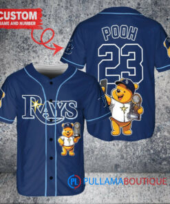 Tampa Bay Rays x Winnie the Pooh with Trophy Custom Baseball Jersey Navy