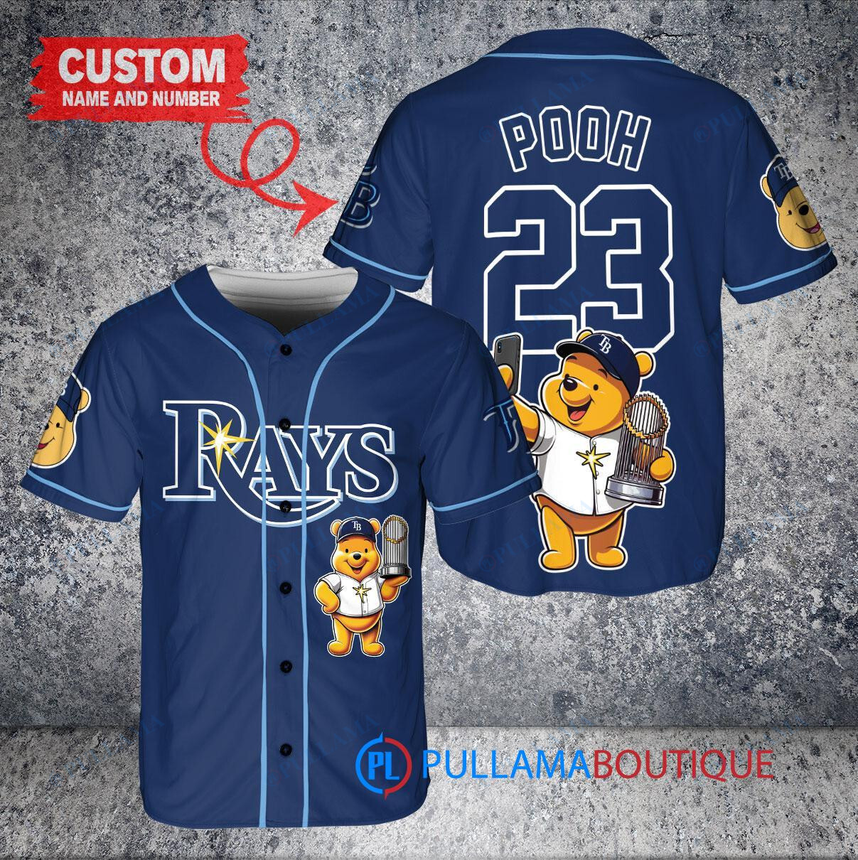 Milwaukee Brewers x Winnie the Pooh with Trophy Custom Baseball Jersey White