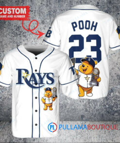 Tampa Bay Rays x Winnie the Pooh with Trophy Custom Baseball Jersey White Alternate Replica