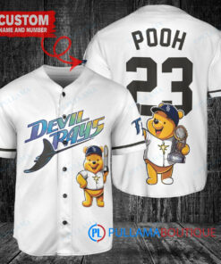 Tampa Bay Rays x Winnie the Pooh with Trophy Custom Baseball Jersey White Home Replica