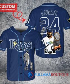 Tampa Bay Rays x Wolverine Logan with Trophy Custom Baseball Jersey Navy