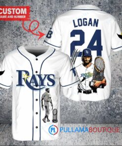 Tampa Bay Rays x Wolverine Logan with Trophy Custom Baseball Jersey White Alternate Replica