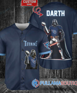 Tennessee Titans x Darth Vader Star Wars with Trophy Custom Baseball Jersey Navy