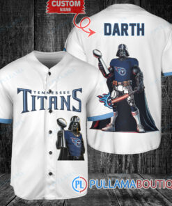 Tennessee Titans x Darth Vader Star Wars with Trophy Custom Baseball Jersey White