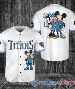 Tennessee Titans x Mickey and Minnie with Trophy Baseball Jersey White