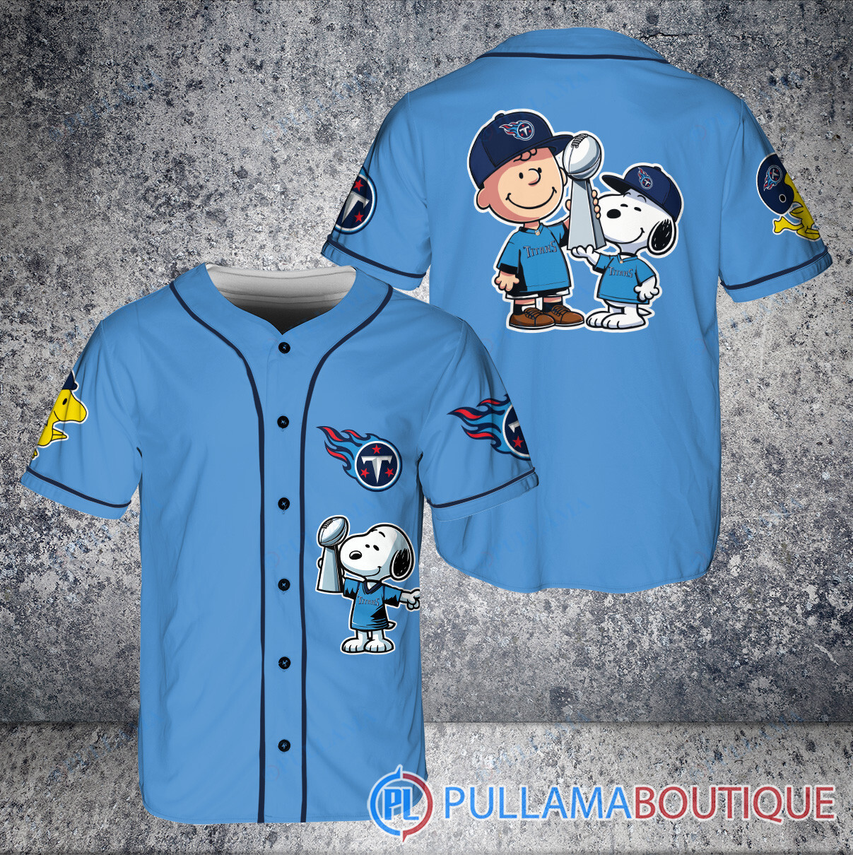 Los Angeles Chargers x Snoopy and Charlie Brown with Trophy Baseball Jersey Navy