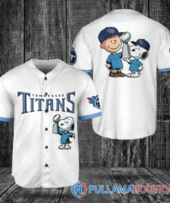 Tennessee Titans x Snoopy and Charlie Brown with Trophy Baseball Jersey White