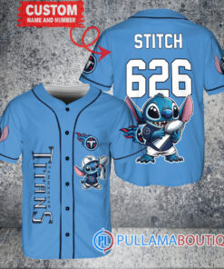 Tennessee Titans x Stitch with Trophy Custom Baseball Jersey Blue