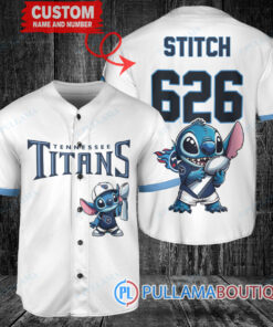 Tennessee Titans x Stitch with Trophy Custom Baseball Jersey White