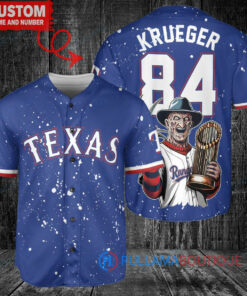 Texas Rangers Freddy Krueger Halloween World Series Trophy Baseball Jersey