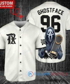 Texas Rangers Ghostface Scream Halloween World Series Trophy Baseball Jersey Cream