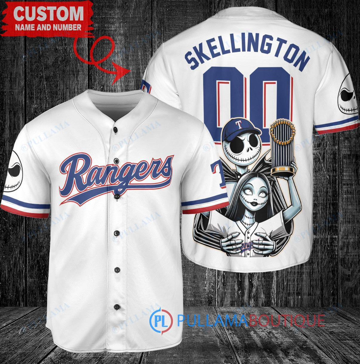 Chicago Cubs x Beetlejuice Halloween with World Series Trophy Custom Baseball Jersey Navy