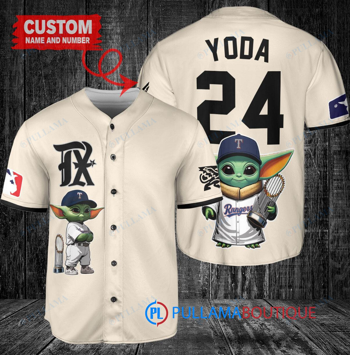 Atlanta Braves x Baby Yoda Star Wars The Mandalorian with Trophy Custom Baseball Jersey White City Connect