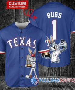 Texas Rangers x Bugs Bunny with Trophy Baseball Jersey Royal