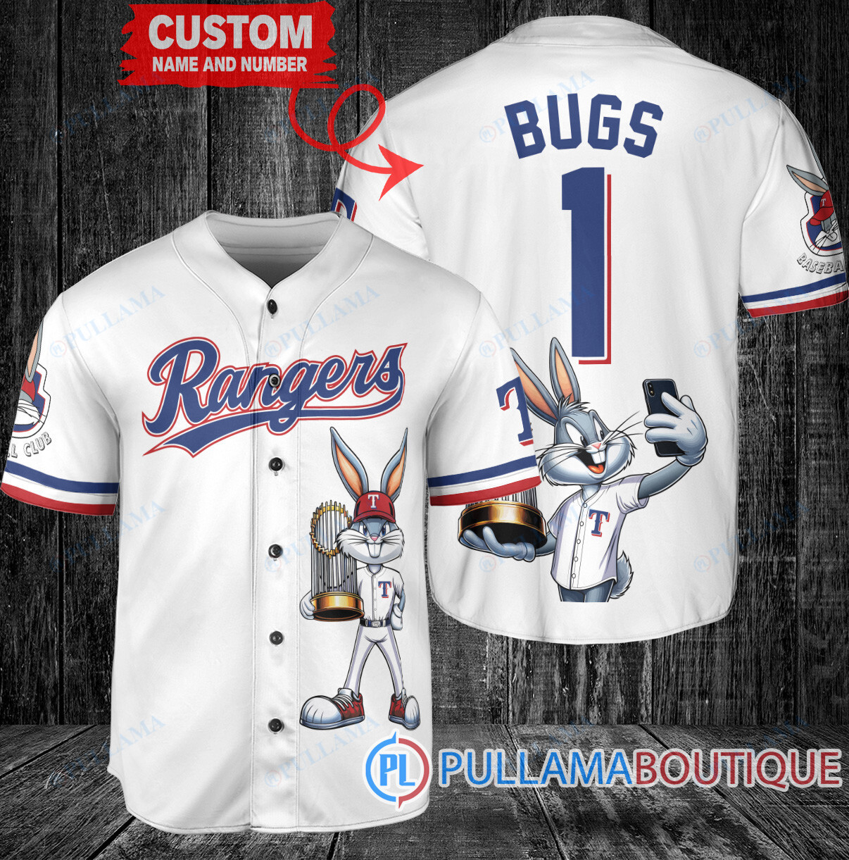 Kansas City Royals x Bugs Bunny with Trophy Baseball Jersey Light Blue