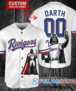 Texas Rangers x Darth Vader Star Wars with Trophy Baseball Jersey White