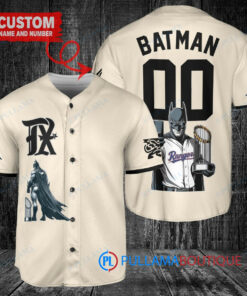 Texas Rangers x DC Comics Batman The Dark Knight with Trophy Custom Baseball Jersey Cream