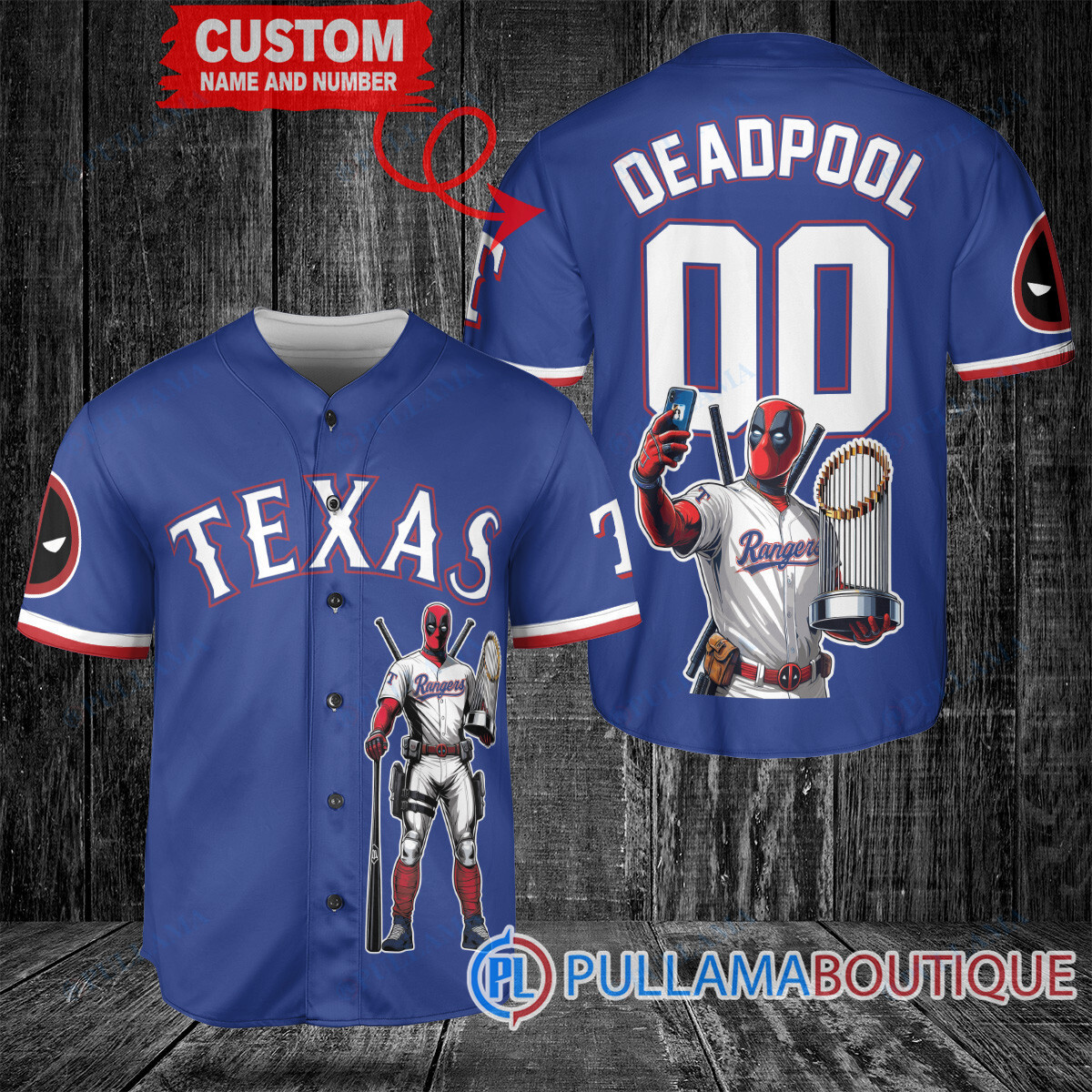 Milwaukee Brewers x Deadpool with Trophy Baseball Jersey Blue City Connect