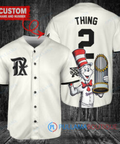 Texas Rangers x Dr Seuss with World Series Trophy Custom Baseball Jersey Cream