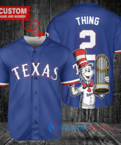 Texas Rangers x Dr Seuss with World Series Trophy Custom Baseball Jersey Royal