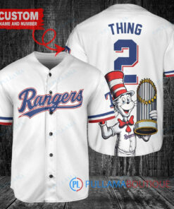 Texas Rangers x Dr Seuss with World Series Trophy Custom Baseball Jersey White