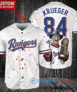 Texas Rangers x Freddy Krueger Halloween World Series Trophy Baseball Jersey White