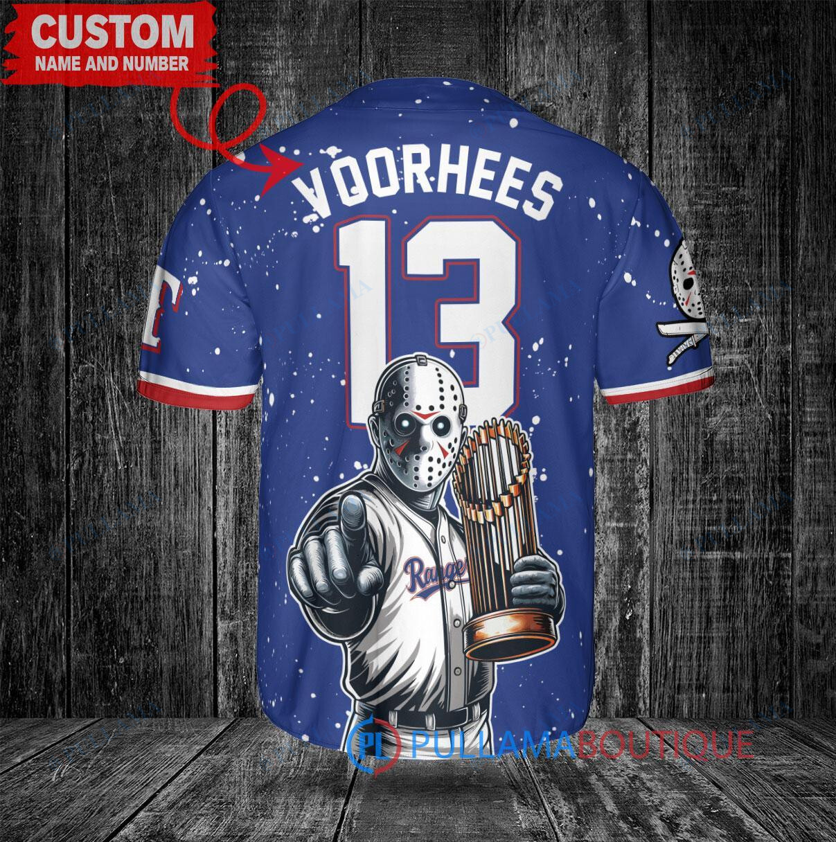 St. Louis Cardinals x Friday the 13th Jason Voorhees Halloween with World Series Trophy Custom Baseball Jersey Light Blue