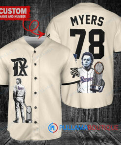 Texas Rangers x Halloween Michael Myers with Trophy Custom Baseball Jersey Cream