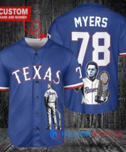 Texas Rangers x Halloween Michael Myers with Trophy Custom Baseball Jersey Royal