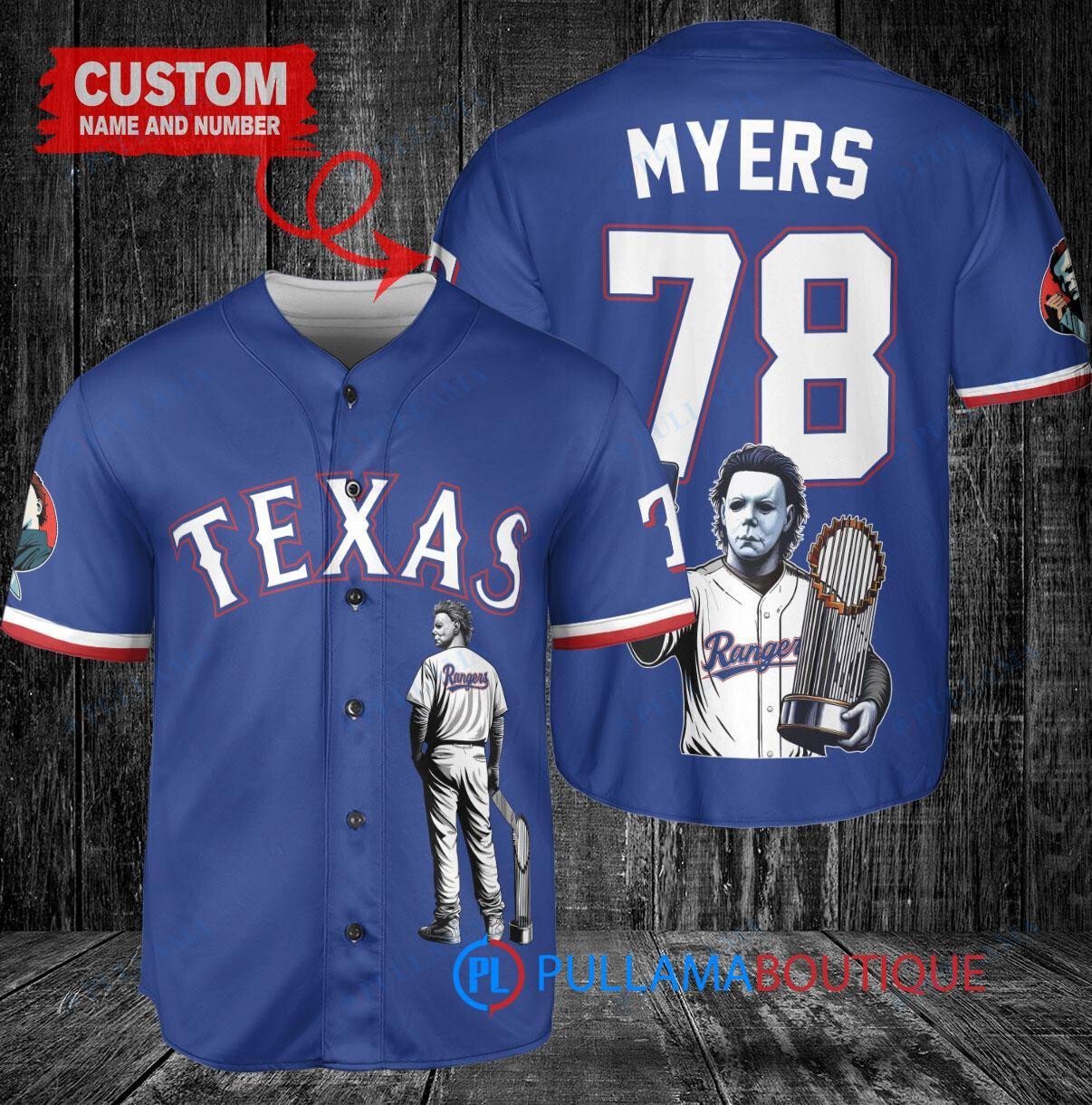 Chicago Cubs x Halloween Michael Myers with Trophy Custom Baseball Jersey Royal