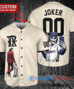 Texas Rangers x Joker DC Comics with Trophy Custom Baseball Jersey Cream