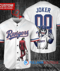 Texas Rangers x Joker DC Comics with Trophy Custom Baseball Jersey White